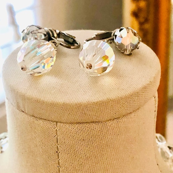 Vintage Deco Crystal Beas Necklace & AB crystal Earrings - Picture 4 of 11